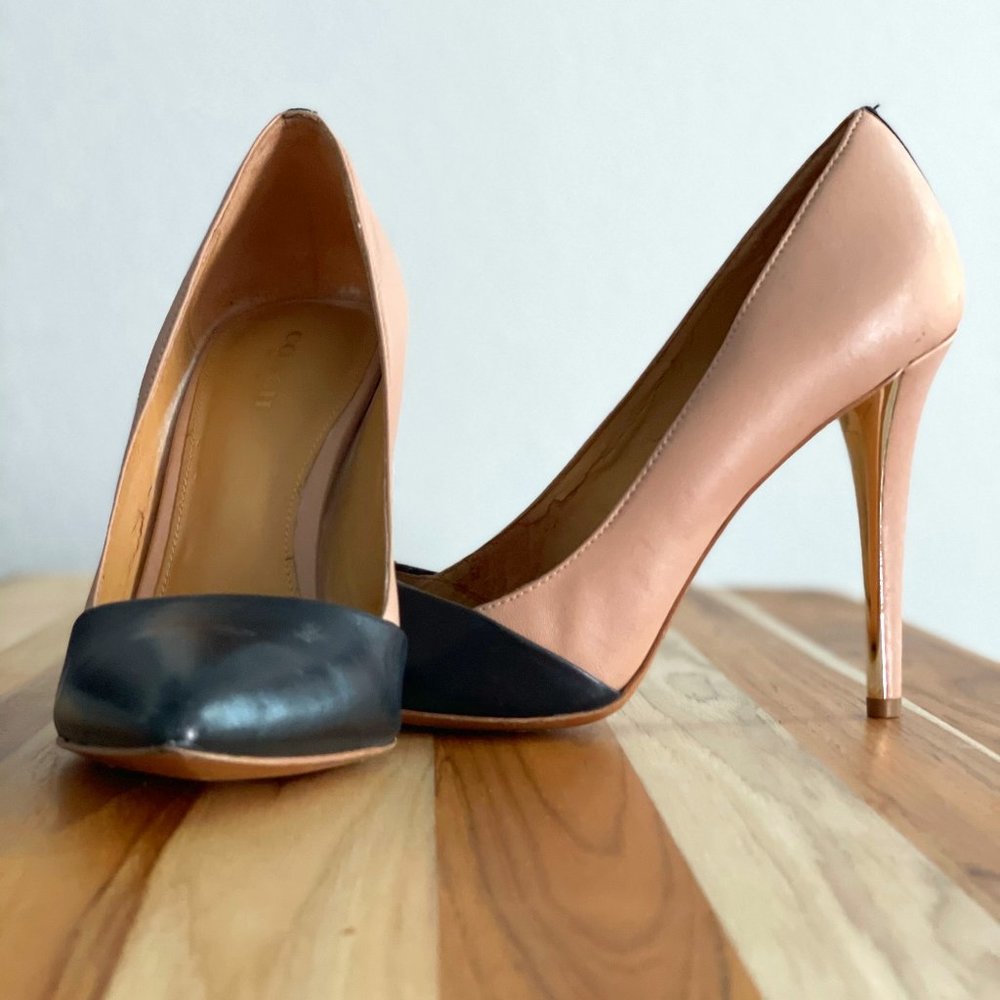 Coach New York Beige & Black Heels